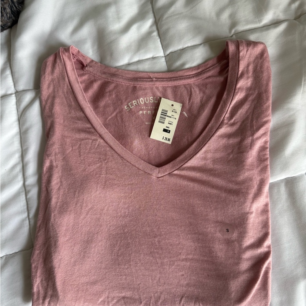 Aeropostale Soft Pink V-Neck Tee
